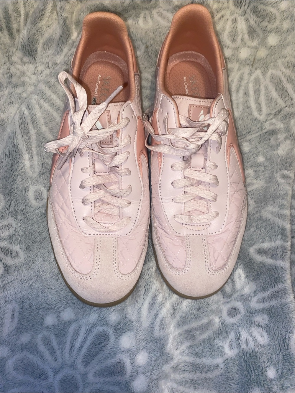 Skechers Light Pink Quilted Lace-Up Sneakers